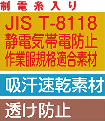 吸汗速乾と透け防止素材の説明画像