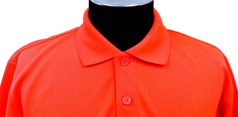 蛍光オレンジ：襟元アップ画像（※実際のカラーは明るい蛍光色になります。）