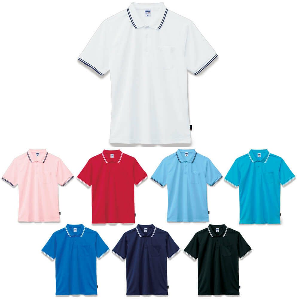 可愛いライン入りドライポロシャツ　●もちろんオリジナルプリントもOK！