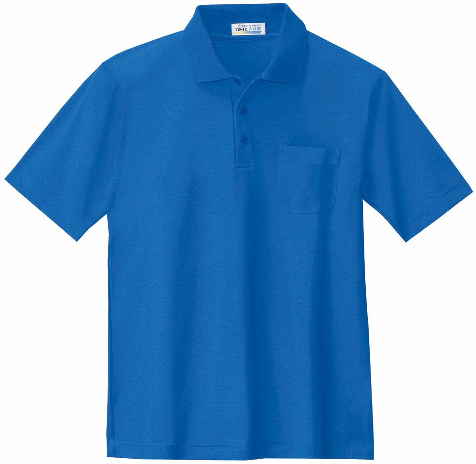 ブルー♯４０／臭くならない抗菌防臭で形態安定加工の半袖ポロシャツ