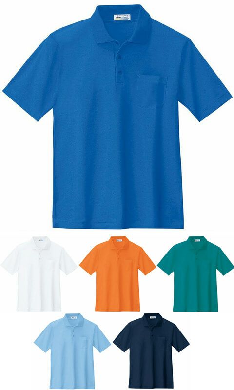 形態安定加工の半袖ポロシャツ