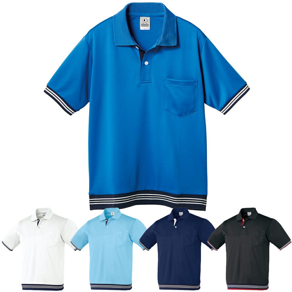 リブ付き半袖ポロシャツ