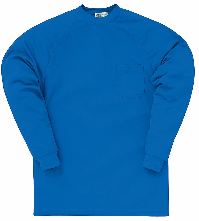 ブルー（青色）＃10／胸ポケット付き長袖Tシャツ