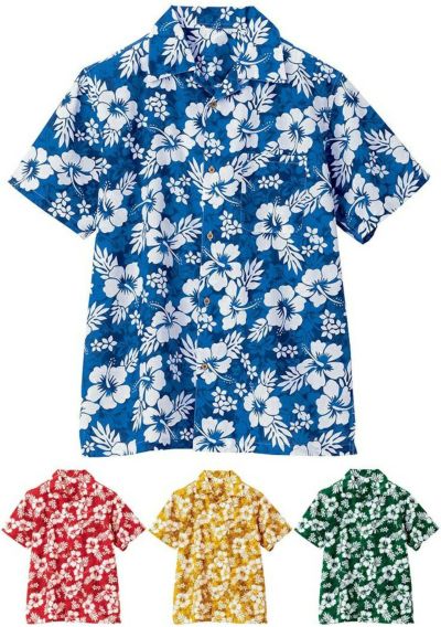 【限定品】MAYO アロハシャツ 柄シャツ レア ハイビスカス柄アロハシャツ [AZ56102]│名入れロゴ刺繍