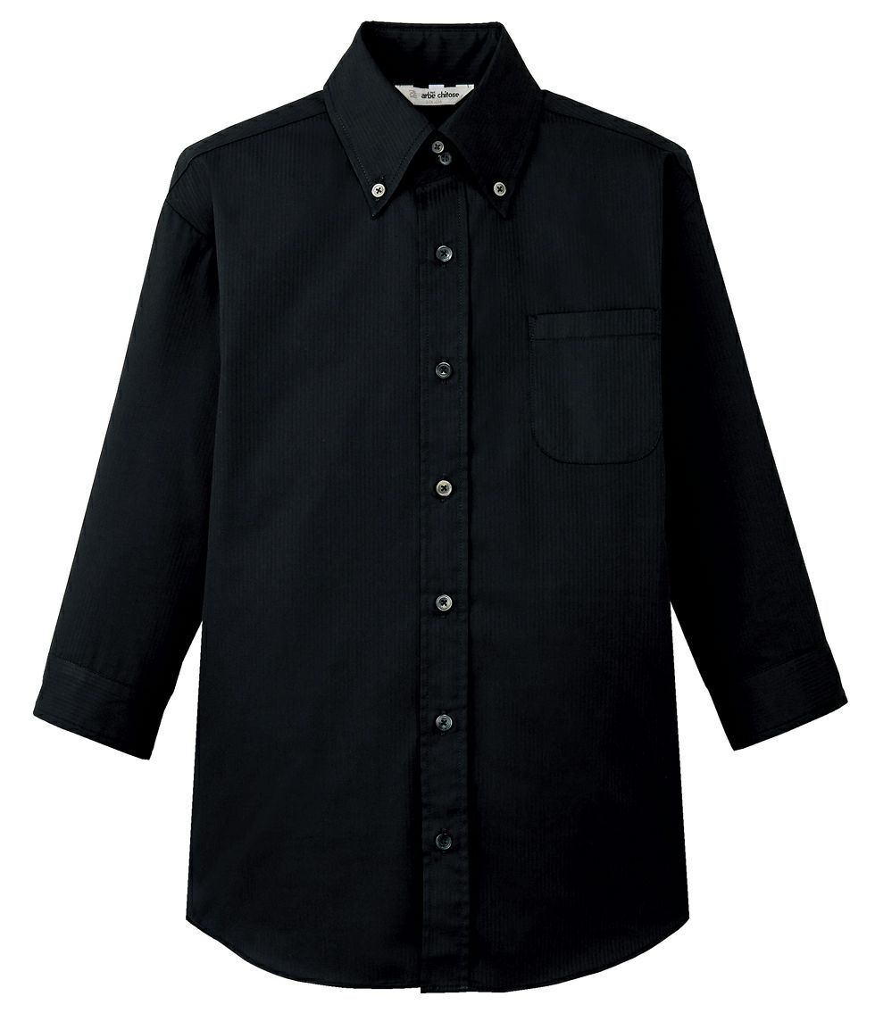 ブラック（黒色）＃C10／おしゃれなエリ部分のボタンダウンシャツ