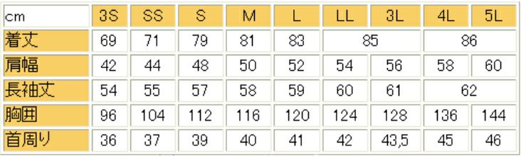 サイズ表/3S、SSサイズはレディス用Mサイズ以上はメンズ用