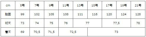 サイズ表/裄（ゆき）丈は首の後から袖までの長さの事。