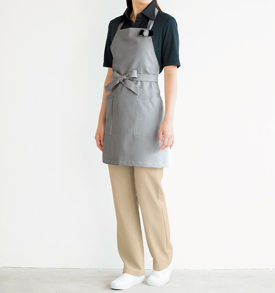 ストライプエプロン着用写真