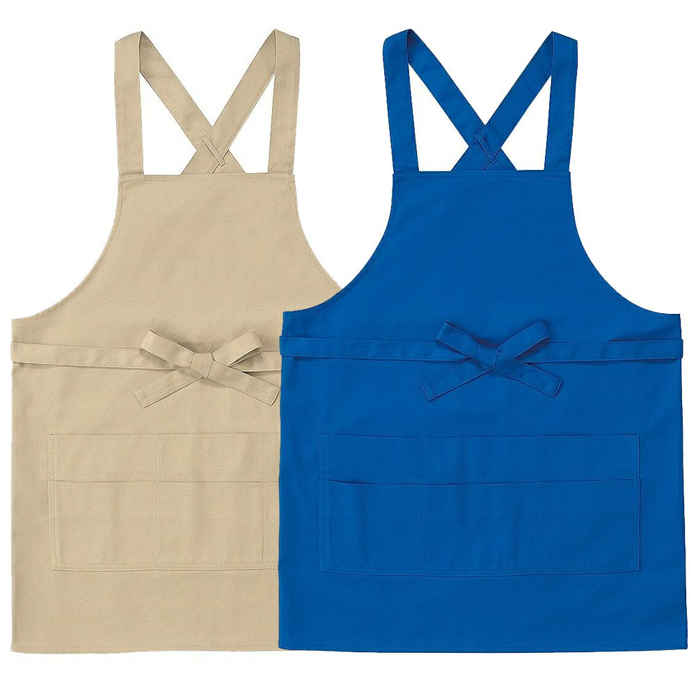 飲食店用の胸当てカラーエプロン