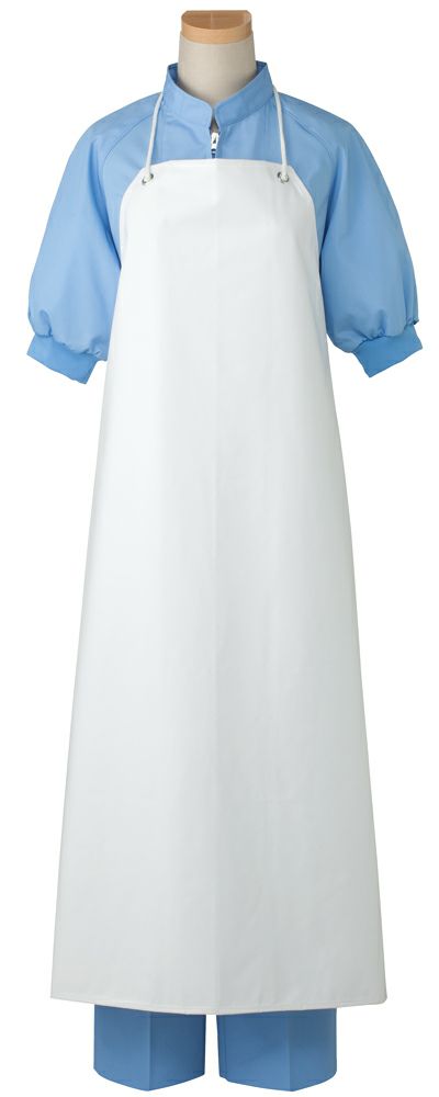 【胸付き】防水・塩化ビニールエプロン [SUN-G5007]　ホワイト