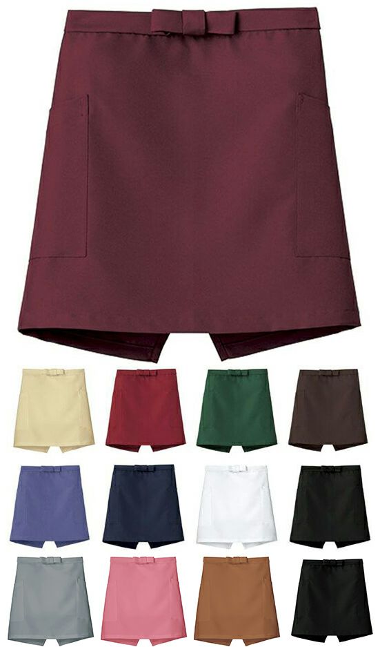 漂白剤対応の飲食店用ショート丈エプロン