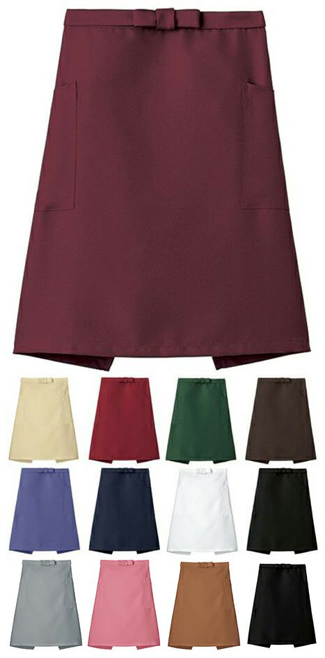 漂白剤対応の飲食店用ミドル丈エプロン