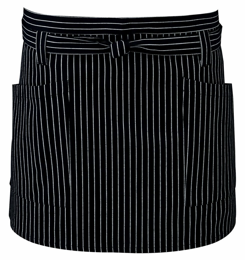 ブラック（黒色）＃C10 / ストライプ柄：ショートエプロン