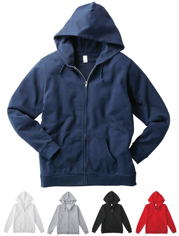 無地ジップアップスウェットパーカー