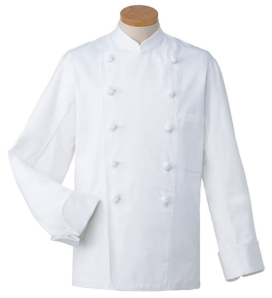 【長袖】コックコート（綿100％）[厚手カツラギ] [SUN-KC407]