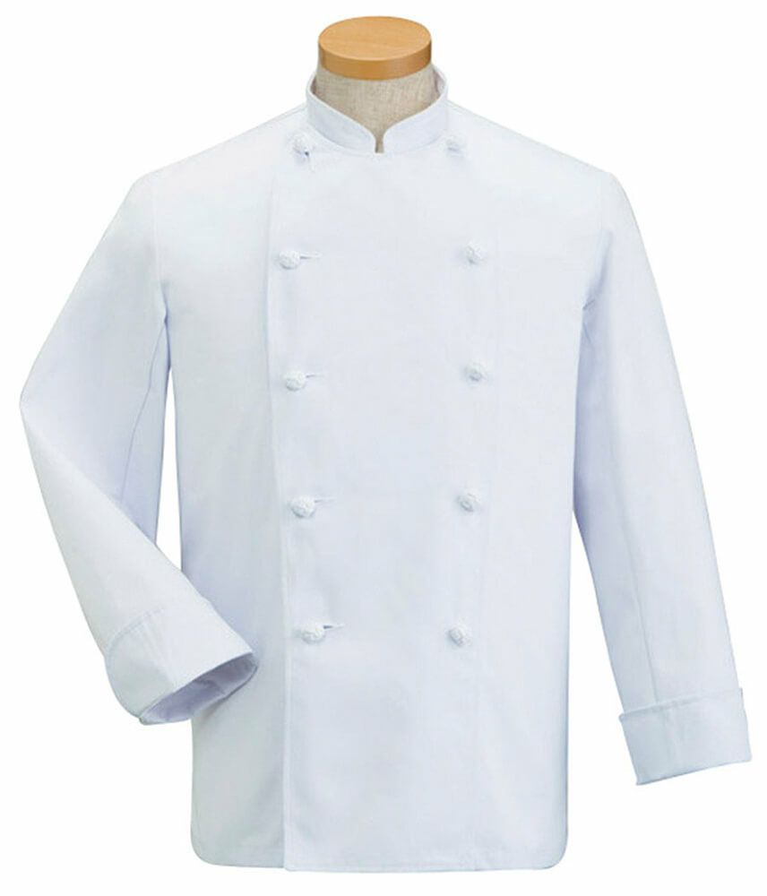 コックコート（耐久性抜群！綿100％） [SRV-KC410]ト　ホワイト（白色）／内側パッチポケット付き