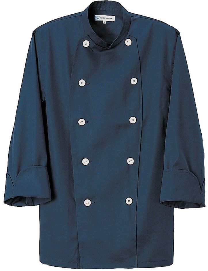ネイビー＃1／抗菌防臭加工の紺色の長袖コックコート