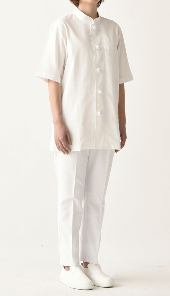 ホワイト／夏用の半袖コックコート