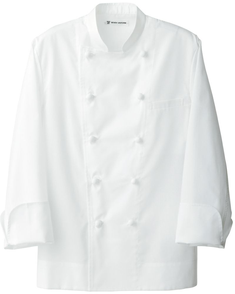 ホワイト　夏用で吸水速乾の長袖コックコート