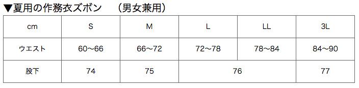 サイズ表