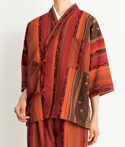 茶衣着・上着 [草花縞]（女性用） [SRV-K3764]