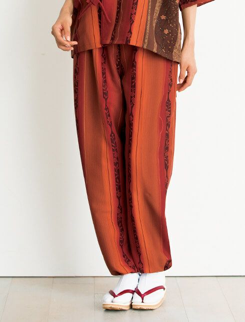 茶衣着パンツ [草花縞]（女性用） [SRV-K3765]