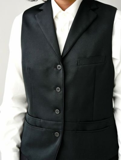 レディース】フォーマル黒ベスト（静電加工） [7-CJ4313]│名入れロゴ