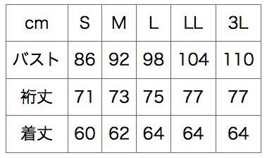 サイズ表／裄（ゆき）丈は首の後ろ中心から袖までの長さのことだよ♪