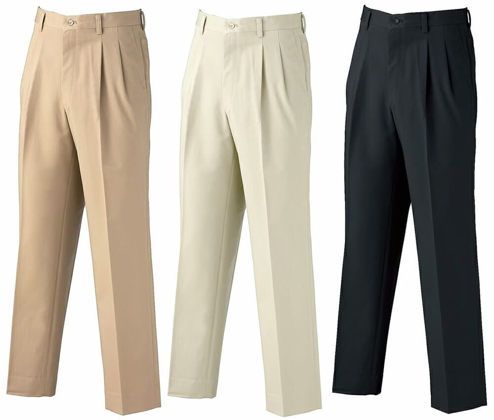 【男女兼用】チノパン（ツータック）（綿100％） [KURO-31-0]