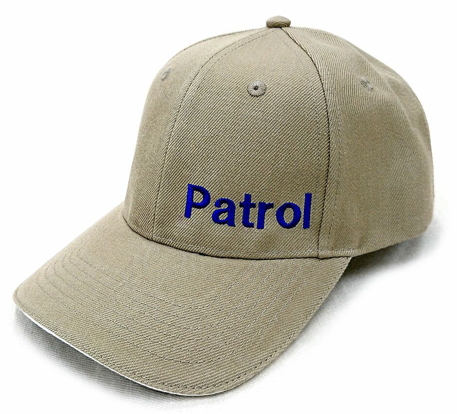 実際のお客様の刺繍完成写真を紹介です。<br>Patrolの文字を入れるだけで防犯パトロールキャップに大変身！！！<br>今回はご注文本当にありがとうございます。