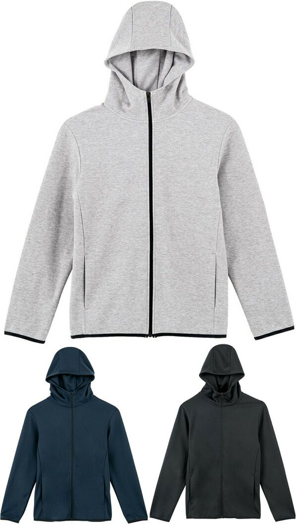 ドライ生地のスウェットジップパーカー