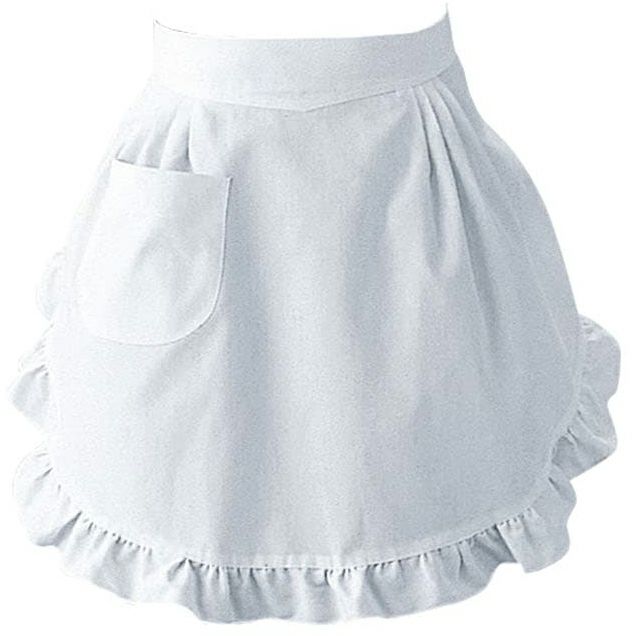 フリルエプロンのホワイト