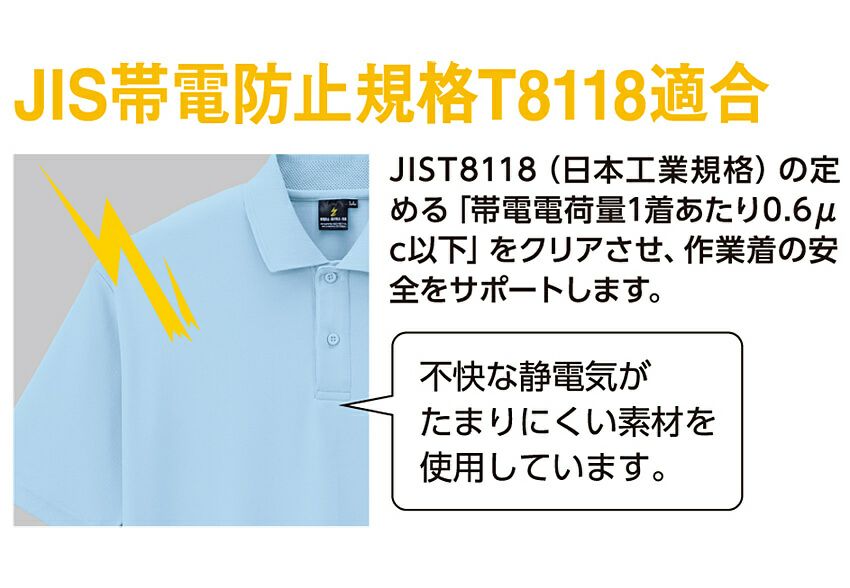 JIS帯電防止規格T8118に適合商品の説明画像
