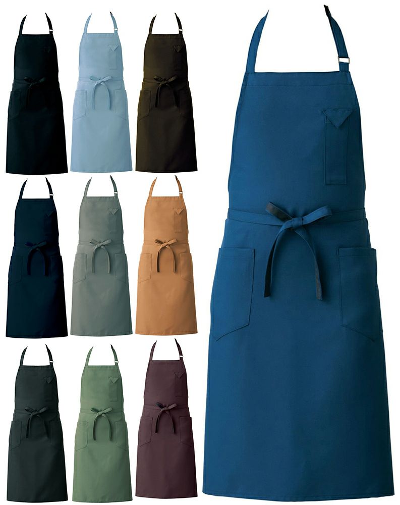 制電素材の首掛け胸当てエプロン