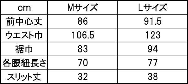 サイズ表