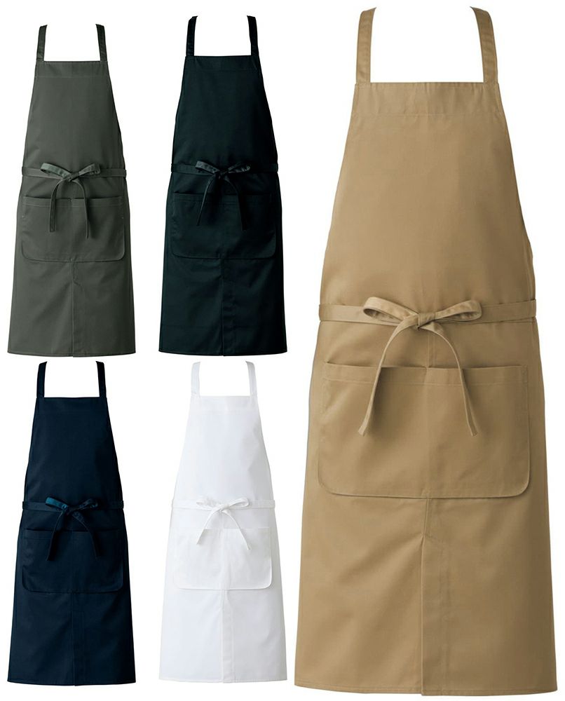 背中クロスの胸当てエプロン