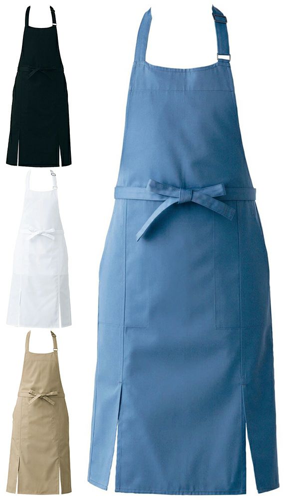 抗菌防臭で撥水撥油の首掛け胸当てエプロン