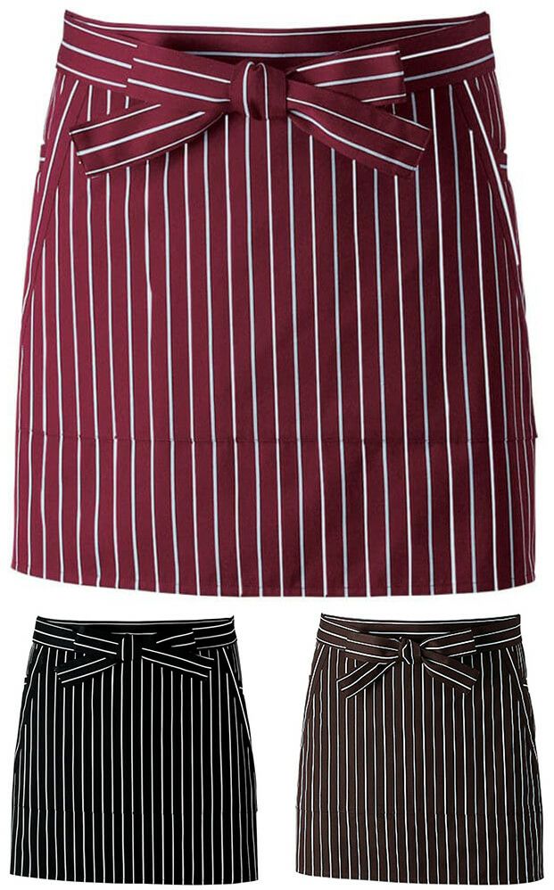 ストライプ柄の腰下ショートエプロン