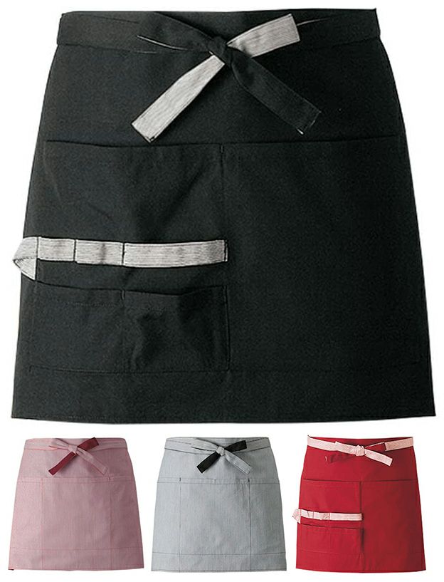 【リバーシブル】腰下ショート丈エプロン