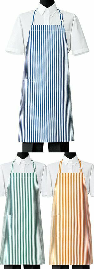 【ストライプ柄】胸当て・首掛けエプロン