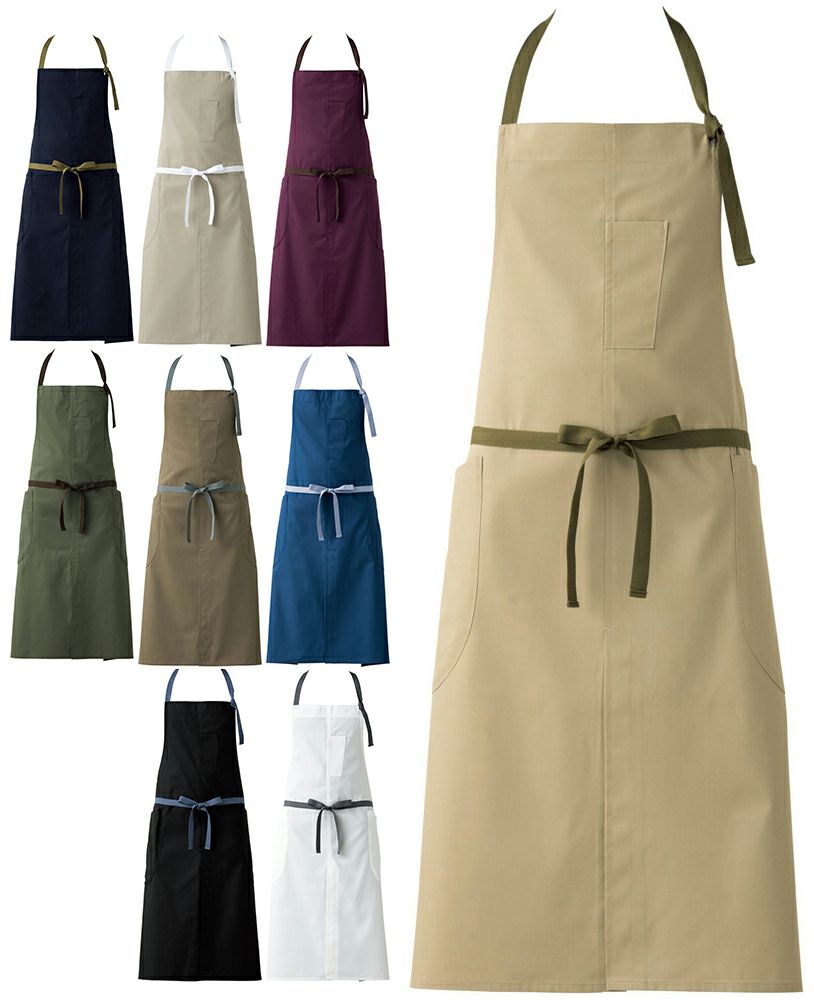 首掛け胸当てエプロン（制電素材・ストレッチ）