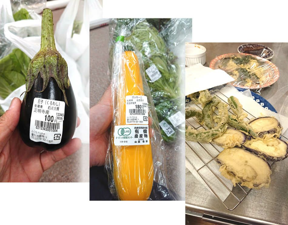 オープン後に私店長も来店して野菜をスタッフの分も含めて大量購入してまいりました。<br>で、家で妻に天ぷら料理作ってもらった写真もパチリと撮影です。<br>無農薬だったり、農薬を極力使っていない野菜を取り扱っておられるので本当に美味しかったです♪