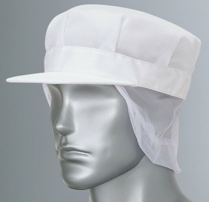 ホワイト/ 食品工場メッシュ帽子
