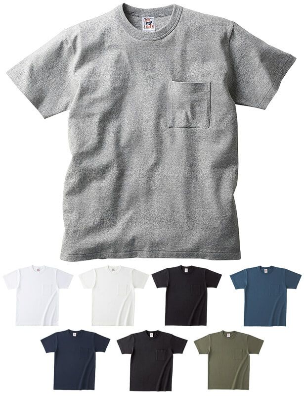 胸ポケット付き綿100％の厚手Tシャツ（6、2オンス）