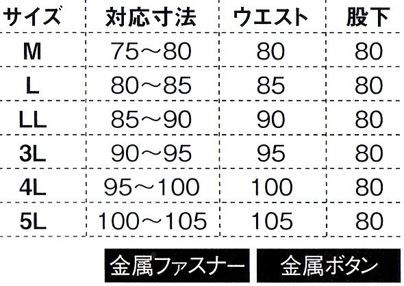 サイズ表