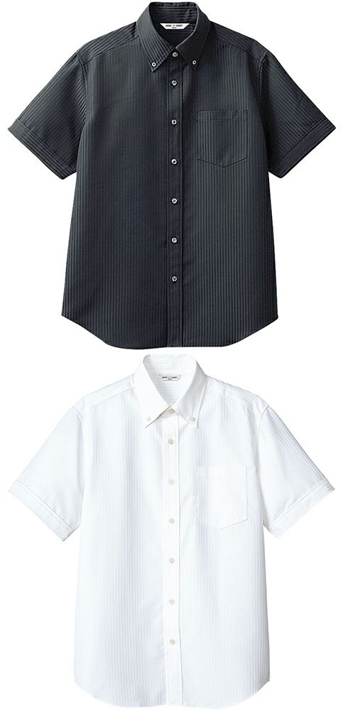 【男性用】半袖シャドーストライプボタンダウンシャツ