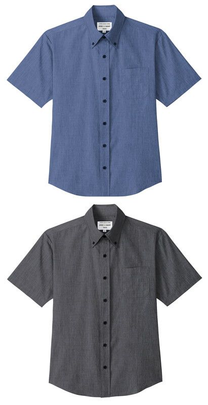 【男女兼用】半袖ボタンダウンダンガリーワイシャツ