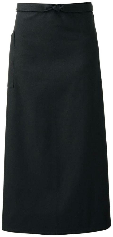 【ソムリエ】腰下ロング丈エプロン（綿100％）:ブラック