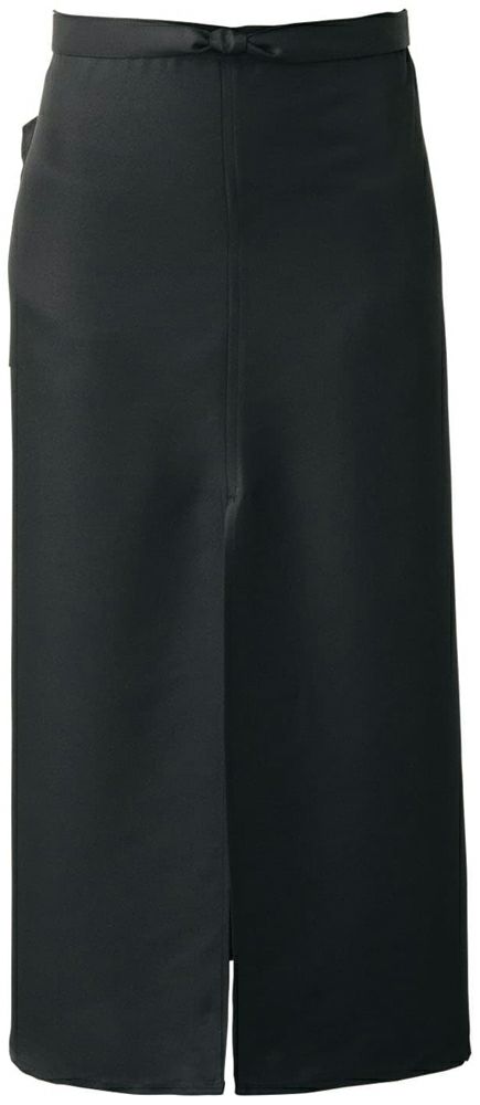 【ソムリエ】腰下ロング丈エプロン（スリット入り）:ブラック