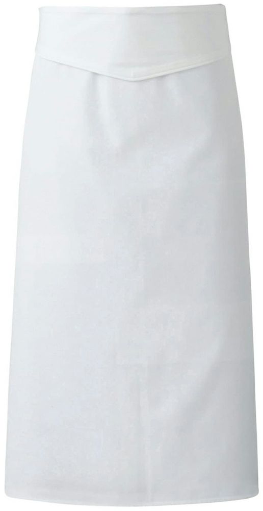 【ソムリエ】腰下ロング丈エプロン（綿100％）:ホワイト